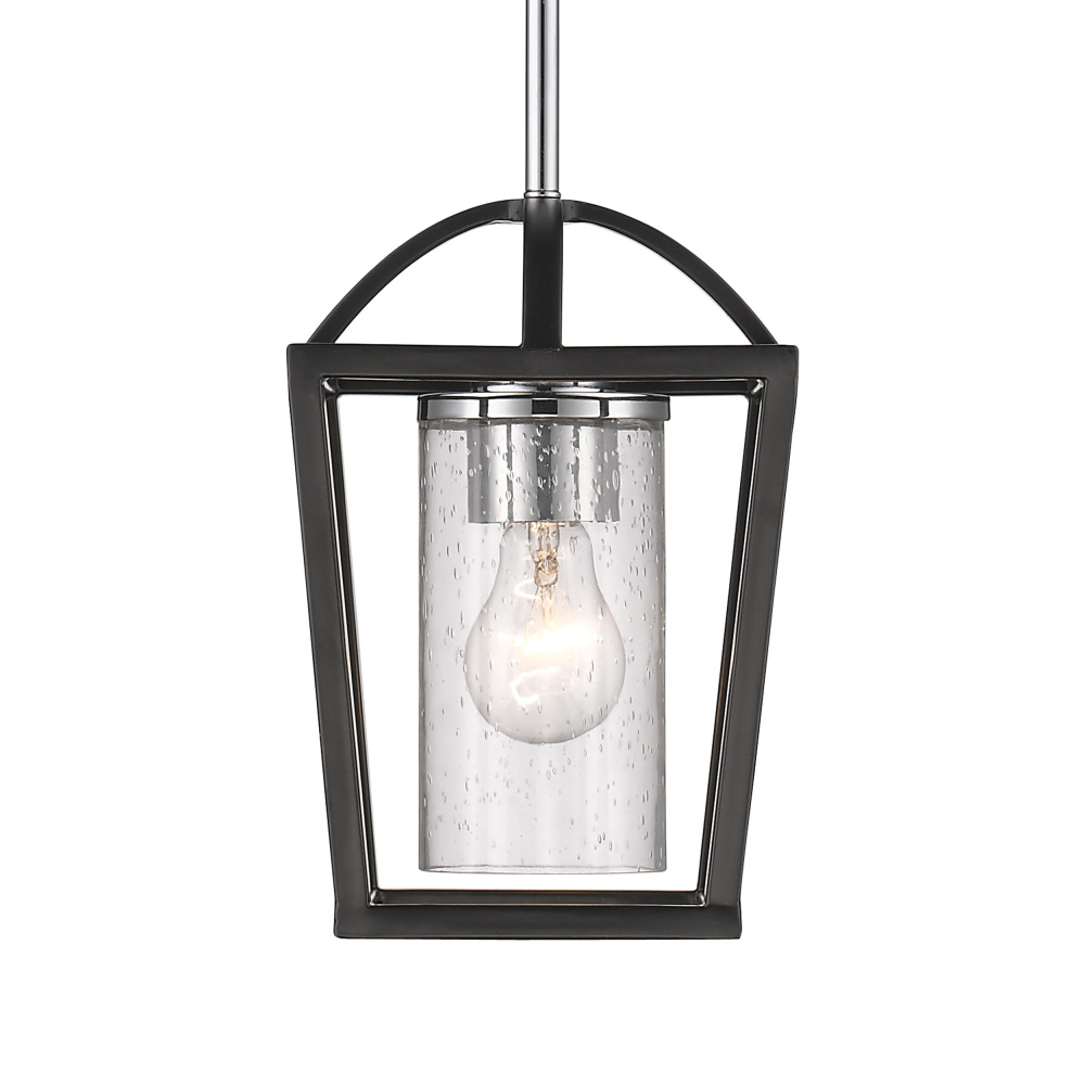 Golden Lighting Mercer 1-light Pendant in Matte Black and Chrome Accents